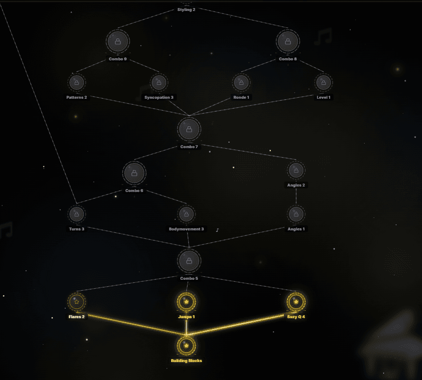 Constellation skill tree showing connected unlockable modules